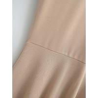 Vestido básico de manga corta de color sólido ajustado de estilo europeo y americano para mujer con cintura y cuello medio alto delgado Empalme de una palabra falda de swing grande - details 14