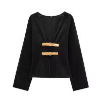 Primavera mujer moda abrigo sólido cuello pico manga larga cinturón cárdigan chaqueta mujer Casual Chic Slim mujer nuevo en abrigos Top - details 3