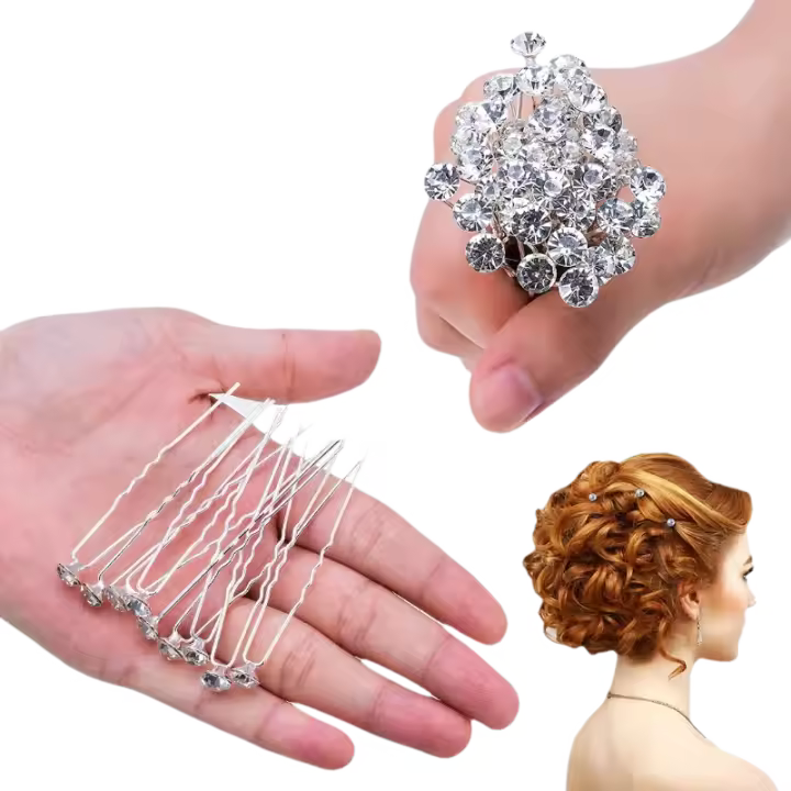40 horquillas plateadas con diamantes para el pelo, accesorios para bodas, horquillas para novia, accesorios para el pelo de boda, pinzas para el pelo con diamantes de imitación para mujeres, niñas y damas de honor. - 1