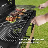 Parrilla de Carbón con Ruedas para Jardín Exterior BBQ Soportes Faciles de Movimiento, 2 Estantes de Madera Plegables para Almacenar Comidas 101×70.5×94.5CM - details 2
