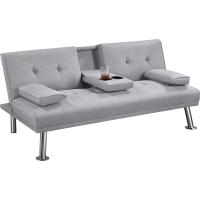2 Plazas Cama Plegable Tapizada de Piel sintética Sofá con Soporte de Botella Cama 167 X94 cm - details 4