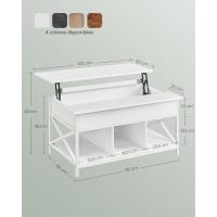 Mesa de Central con Tablero Elevable Estilo Rústico Marrón y Negro Ideal para Dormitorio con Espacio Abierto y Oculto Forma de X - details 31