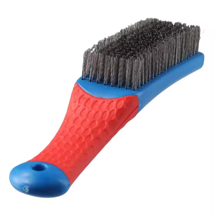 Cepillo de Alambre de Acero Inoxidable Pequeño Herramienta de Eliminación de Pintura con Mango de Silicona Rojo y Azul Cepillos para Arañazos, Fregado de Pintura - 1