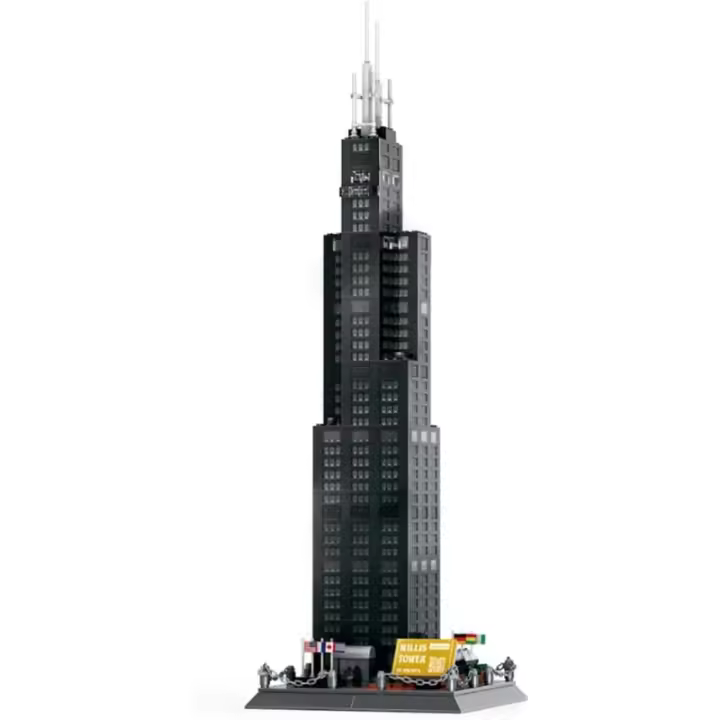 Construcción de la torre de Willis Chicago para niños y adultos, bloques de construcción, juego de rompecabezas, modelo de arquitectura mundial, Colección creativa - 1