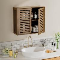 Armario de Baño de Pared con Puertas Muebles de Baño de Bambú Armario Colgante con Estante Ajustable Organizador de Almacenamiento de Ahorro de Espacio Sobre el Inodoro Blanco - details 24