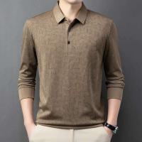 Camisa de negocios casual para hombre, polo de manga larga con insignia, color sólido, transpirable, cómoda, versátil, a la moda, - details 13