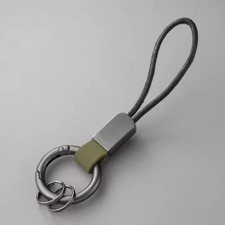 LLavero de piel de cuero de aleación, llavero colgante de cintura de cuero multifuncional antipérdida, soporte de mosquetón, estilo de negocios - 1