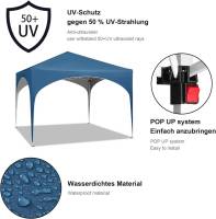 Gazebo Party Tent Gazebo emergente impermeable, protección solar, tela Oxford y estructura de metal 3x3m azul - details 2