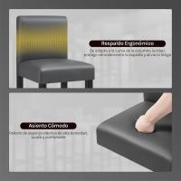 2xTaburete de Bar Silla con Respaldo Madera Maciza Piel sintética Taburete Alto Asiento Acolchado Grueso Gris BH21gr-2 - details 3