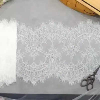 Pestañas no elásticas blancas y negras, borde de barba, accesorios de ropa, decoración de mangas Diy, tela de encaje ancho - 1