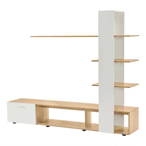 Mueble de Pared de Madera Blanca Moderna Estilo de Hogar para Salón Adecuado para TV de 60 pulgadas o menos Conjunto de Muebles de Salón - 1