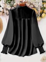 Blusa informal de talla grande para mujer, blusa de manga abombada de Color sólido, adecuada para oficina y exteriores, con un solo pecho, novedad de primavera y verano 2025 - details 27