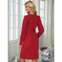 Falda larga para mujer, vestido elástico de color liso, nuevo en vestidos formales - details 11