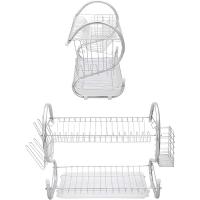 Escurridor de platos práctico en forma de S de 2 niveles, estante de secado de platos de Metal que ahorra espacio, escurridor de tazas estable, encimera - details 11