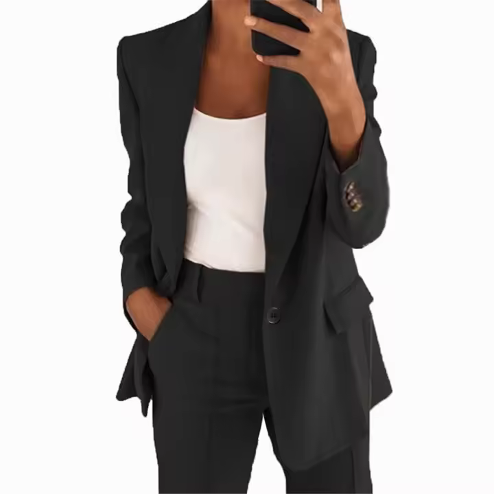 Jersey de punto con cuello para mujer, chaqueta de otoño e invierno. - 1