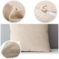 Fundas para Cojines , Juego de 4 Fundas de Almohada decorativas de Tela de Lino para Granja, Color sólido para Sala de estar y sofá - details 6
