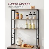 EstanterÍa de Cocina, EstanterÍa de PanaderÍa, 6 Estantes y 6 Ganchos, para Microondas, Marco de Acero, Industrial, 40 x 80 x 167 cm, MarrÓn RÚstico y Negro - details 48