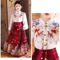Hanfu, nueva falda con cara de caballo chino para niños, ropa estilo Tang de Año Nuevo para niñas, conjunto de temporada de primavera y otoño - details 9
