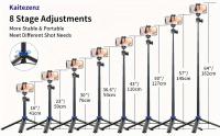 Un palo para selfies de 160 cm y un trípode para teléfono, un trípode extensible para móvil de 64 pulgadas, un soporte para teléfono 2 en 1, un trípode para cámara con cabeza de bola de 360 ° , compatible con iPhone, Sony, Canon, Gopro, un soporte para - details 0