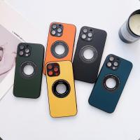 Magsafe-Funda de cuero con textura para iPhone, Protector de lente magnético con orificio para logotipo, para iPhone 15, 14, 13, 12, 11 Pro Max Plus - details 3
