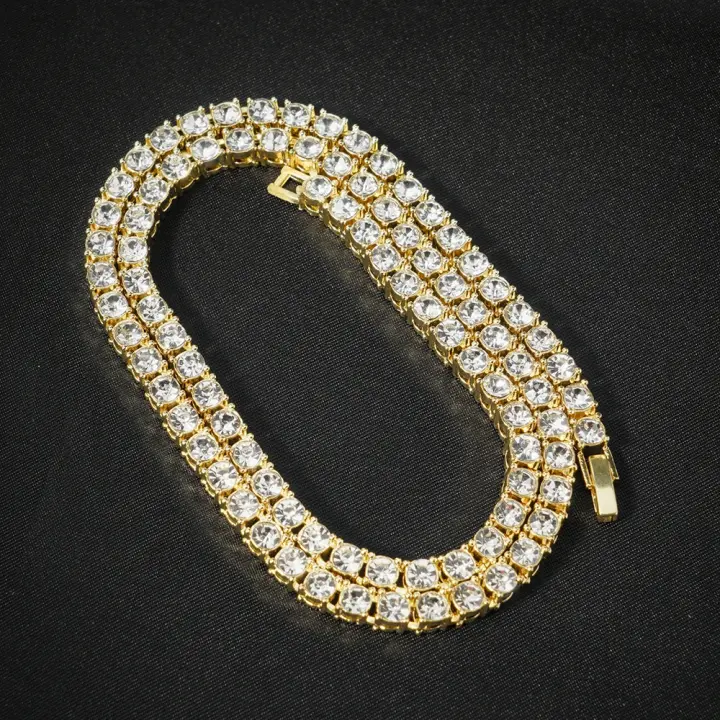 Collar de cadena de eslabones cubanos brillante de 15MM de Hip Hop para mujeres y hombres, cadena cubana con diamantes de imitación de Color plateado, collar de joyería Punk, regalo - 1