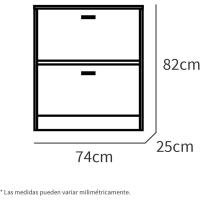 Zapatero Recibidor Mueble Auxiliar Estrecho 2 Puertas para Entrada Blanco, 12 Pares de Zapatos, 82x74x25cm, Colección Tibet - details 2