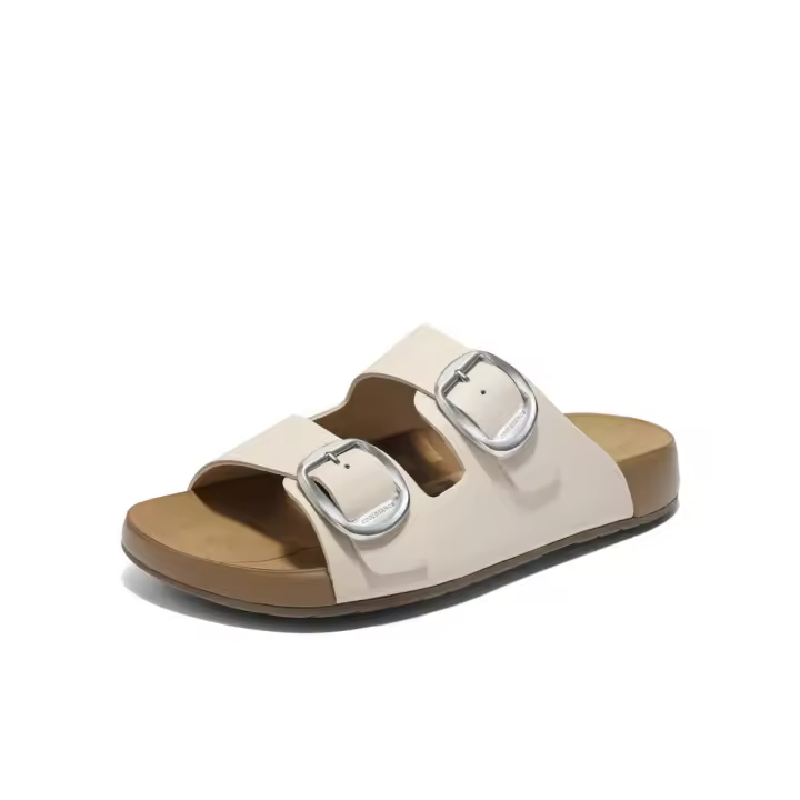 Zapatillas de playa con doble hebilla y correa para mujer, ropa exterior, nueva moda, versátil, una palabra, zapatillas frescas - 1