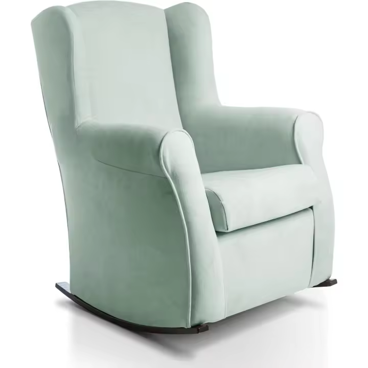 ESPECIALISTAS DEL Sillon orejero balancin Blanco Carla (Sillon Lactancia) Sillón tapizado Antimanchas acualine Color Beige. Mecedora para Dormitorio, Salón o habitación de Bebe - 1