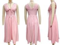 Vestido Midi de Verano Ouwu Encaje con Lazo en la Espalda, Cuello en V, Sin Mangas, Moda para Damas - details 10