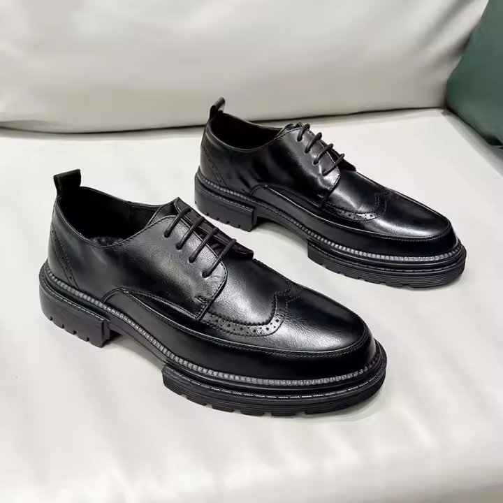 Vestido de cuero PU informal a la moda para hombre de alta calidad y zapatos formales de estilo de oficina de negocios suaves y cómodos Oxford - 1