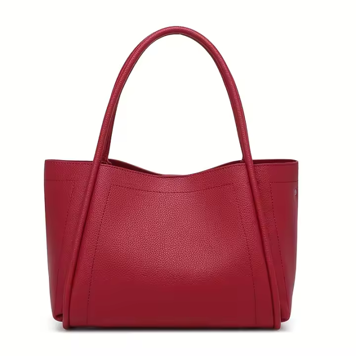 INS Bolso de mano suave retro elegante de inspiración coreana para mujer - Correa de hombro ajustable, cierre magnético, bolso espacioso para el trabajo, compras, regalo del día de la madre (marrón claro/rojo/negro), bolso vintage, accesorio sofisticado - 1