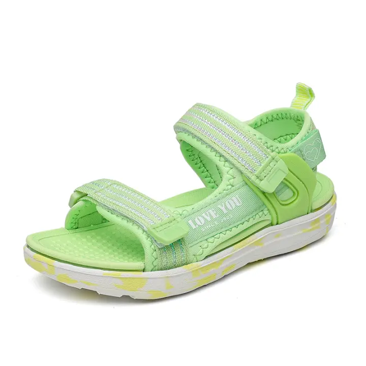 Sandalias deportivas de suela suave para niñas, zapatos de princesa a la moda, flores rosas, zapatos planos de marca, zapatos de playa antideslizantes, Verano - 1