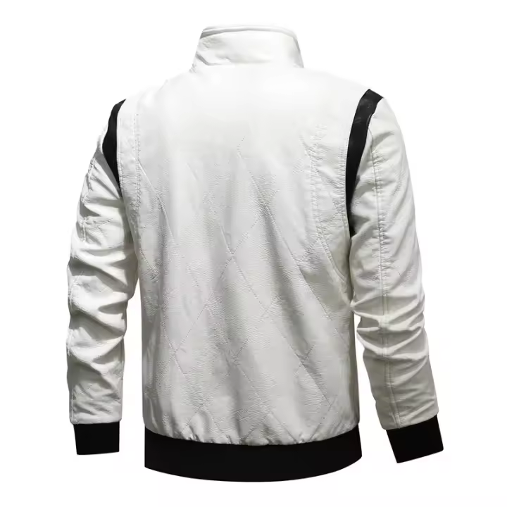 Chaqueta de Cuero con Capucha de Bomber de Invierno Estilo de Motocicleta con Bordado de Escarabajo - 1