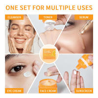 Set de cuidado de la piel con vitamina C, set de 6 piezas que incluye sérum tonificante, crema facial para ojos, protector solar, limpiador, hidratante profundo para la piel - details 3