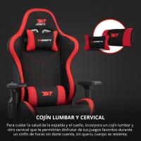 DR110 - Silla Gaming Profesional, Tejido Tejido Alta transpirabilidad, reposabrazos 4D, Ruedas silenciosas, pistón Clase 4, inclinación, cojín Lumbar y Cervical, Color Negro - details 40