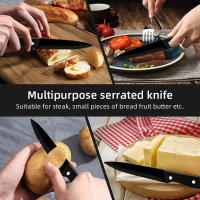 Steak Knives Set Cutlery Set 6/8 Pcs Full Tang Stainless Steel Sharp Serrated Dinner Knives Set Dishwasher Safe for Meat Bread - details 12