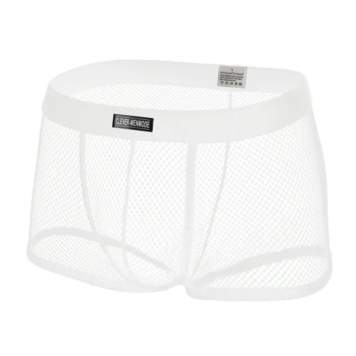 Sexy Mesh Boxer Hombre Ropa Interior Ver A Través Transparente Ropa De Noche De Cintura Baja Bóxer Calzoncillos Calzoncillos - 1