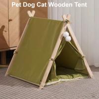 Cama de madera para perros y gatos, tienda de campaña de diseño Simple, prevención de mosquitos, casa de dormir para mascotas, producto para interiores, verano e invierno - details 6