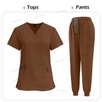 Exfoliante médico, bata quirúrgica de enfermería, exfoliante elástico de alta calidad, uniforme de color sólido para atención médica, ropa de trabajo al por mayor, unisex - details 12