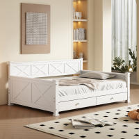Cama Individual Minimalista de Flachbett 90x200cm Diseño con Barandillas 2 Schubladen - details 0