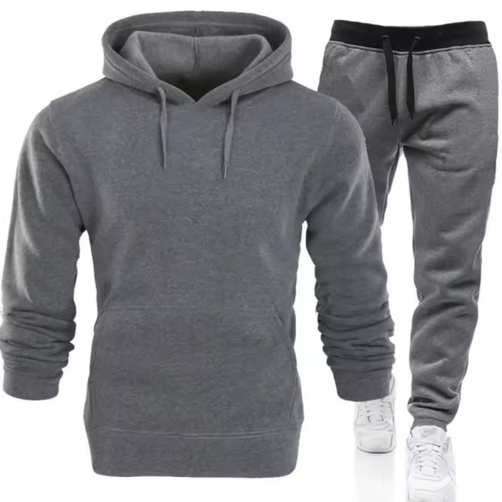 Conjunto de dos piezas para hombre, chándales informales, trajes deportivos para exteriores, sudaderas con capucha y pantalones para correr, Otoño e Invierno - 1