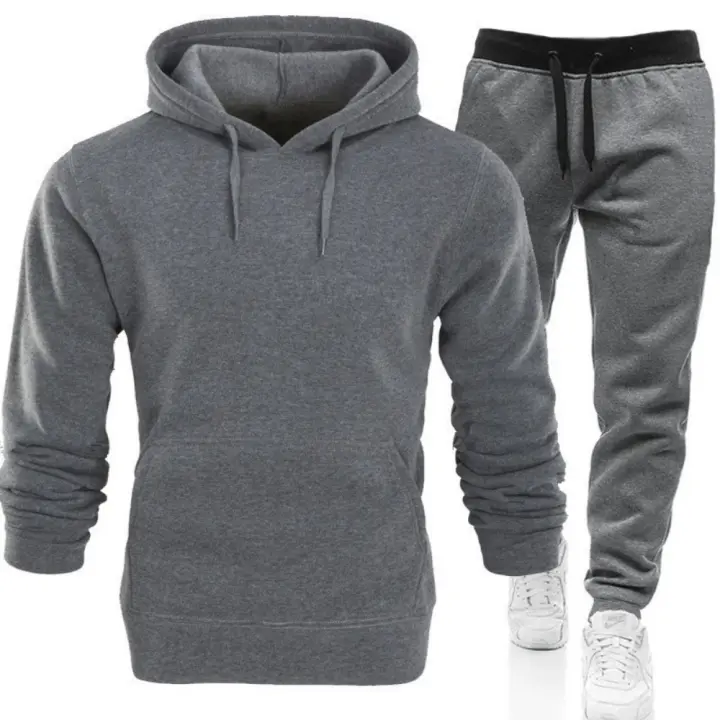 Conjunto de dos piezas para hombre, chándales informales, trajes deportivos para exteriores, sudaderas con capucha y pantalones para correr, Otoño e Invierno - 1