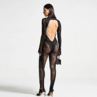 BUNO-Nuevo mono con guantes con estampado de mono de leopardo ajustado transparente de manga larga medias sexis sin espalda pantalones largos Tops calientes - details 9