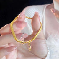 Pulsera hombre y mujer simple y versátil joyería ligero de lujo plano engrosado suave pareja aleación - details 2