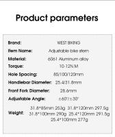 WEST BIKING-vástago ajustable para manillar de bicicleta, vástago Variable de 60 grados, elevador de ángulo, adaptador de eje de horquilla delantera de bicicleta de montaña y carretera, 25,4/31,8 MM - details 1