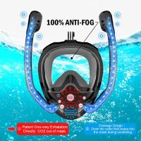 Máscara De Snorkel Total Facial Visión Panorámica De 180° Silicona Top Seco Gafas De Natación Y Nado Con 2 Snorkels Antiniebla Anti-Rociador - details 7