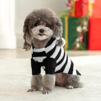 Suéter de punto a rayas para perros y gatos pequeños y medianos, ropa con capucha para mascotas, trajes para cachorros de Navidad, Otoño e Invierno - details 6