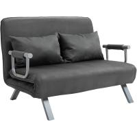 Sofá Cama Plegable Tapizado de Ante Sintético Respaldar Ajustable 5 Niveles 2 Almohadas Acolchadas - details 0
