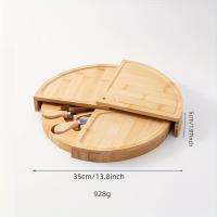 Juego de tabla y cuchillos para queso de bambú: ideal para entretenimiento, fiestas y regalos |   Incluye tabla de cortar redonda de madera con queso variado, frutas y snacks. |   Ideal para bodas, despedidas de soltera y regalos de inauguración de la cas - details 3