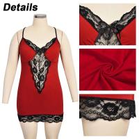 Lencería sexy Ence con cuello en V profundo sin mangas para mujer, camisón, talla grande - details 10